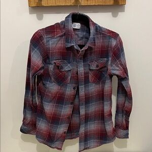 Billabong Red and Blue Plaid Casual Button Down Shirt